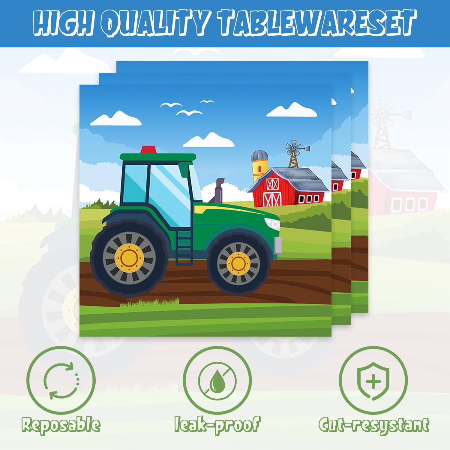 40Pcs Tractor Themed Party Decorations Plates and Napkins