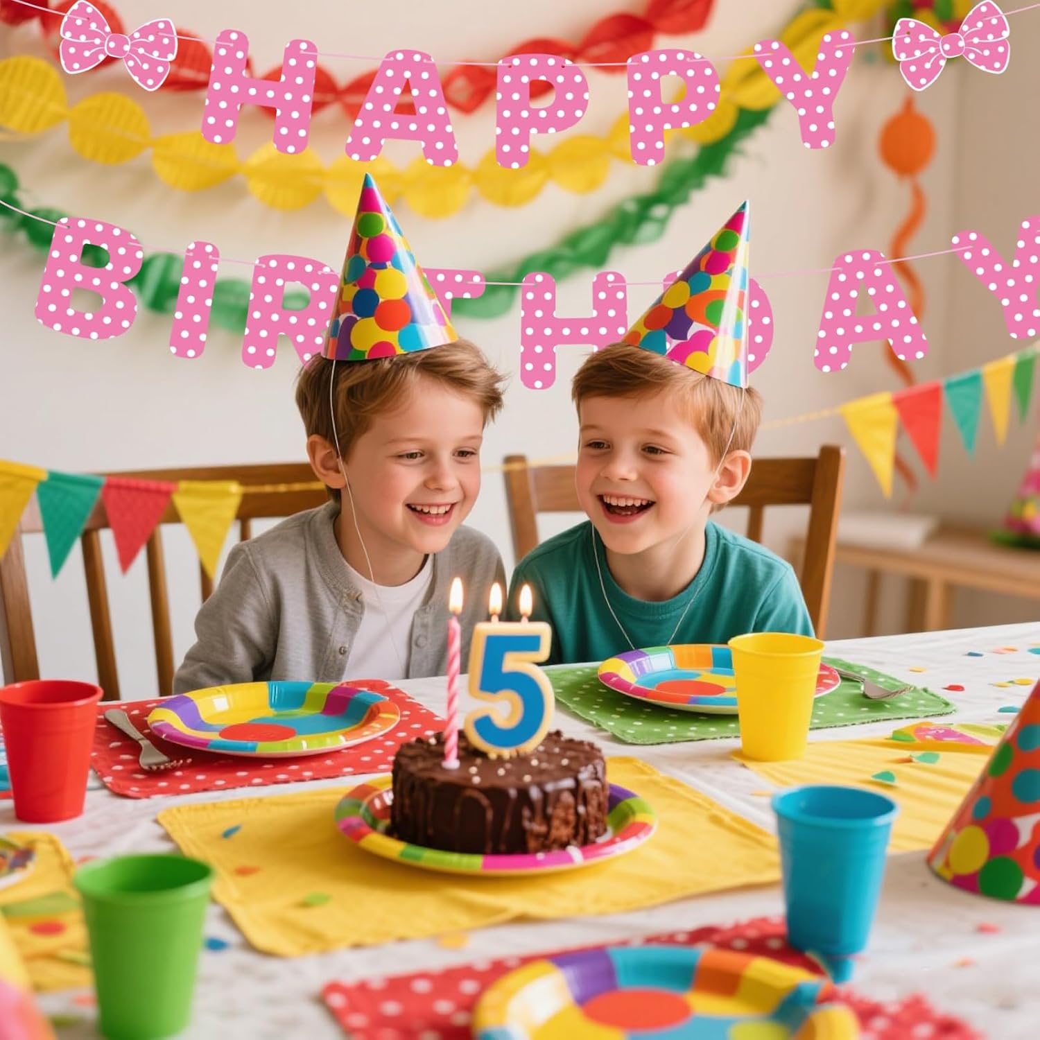 Pink Mouse Birthday Banner Set for Kids