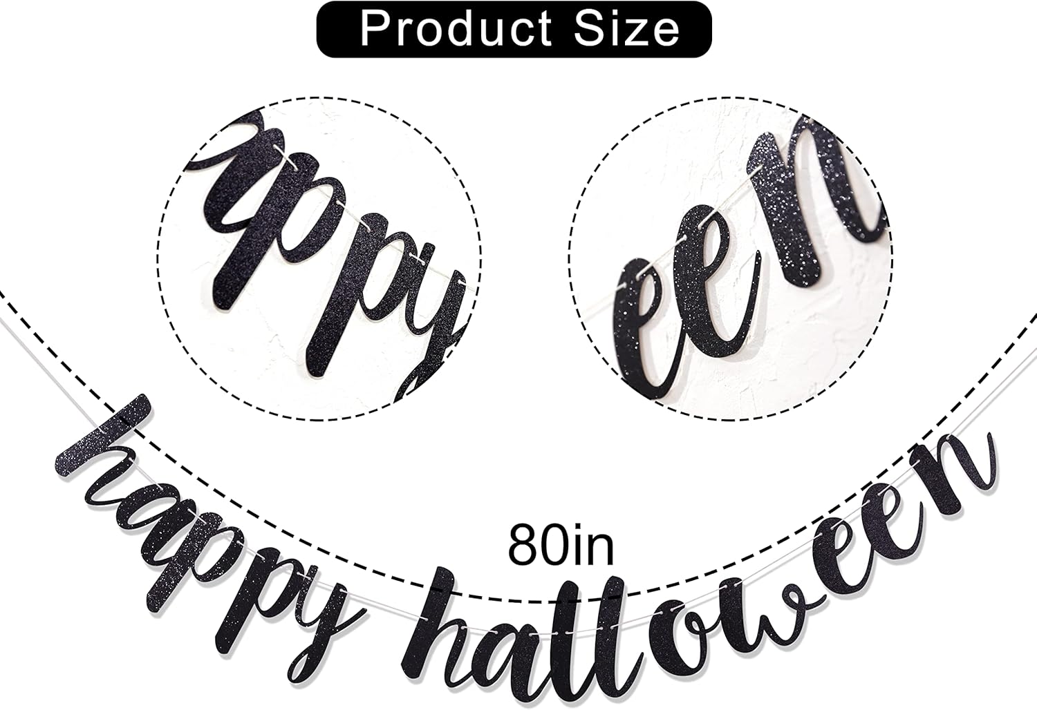 Happy Halloween Black Banner - Party Decoration