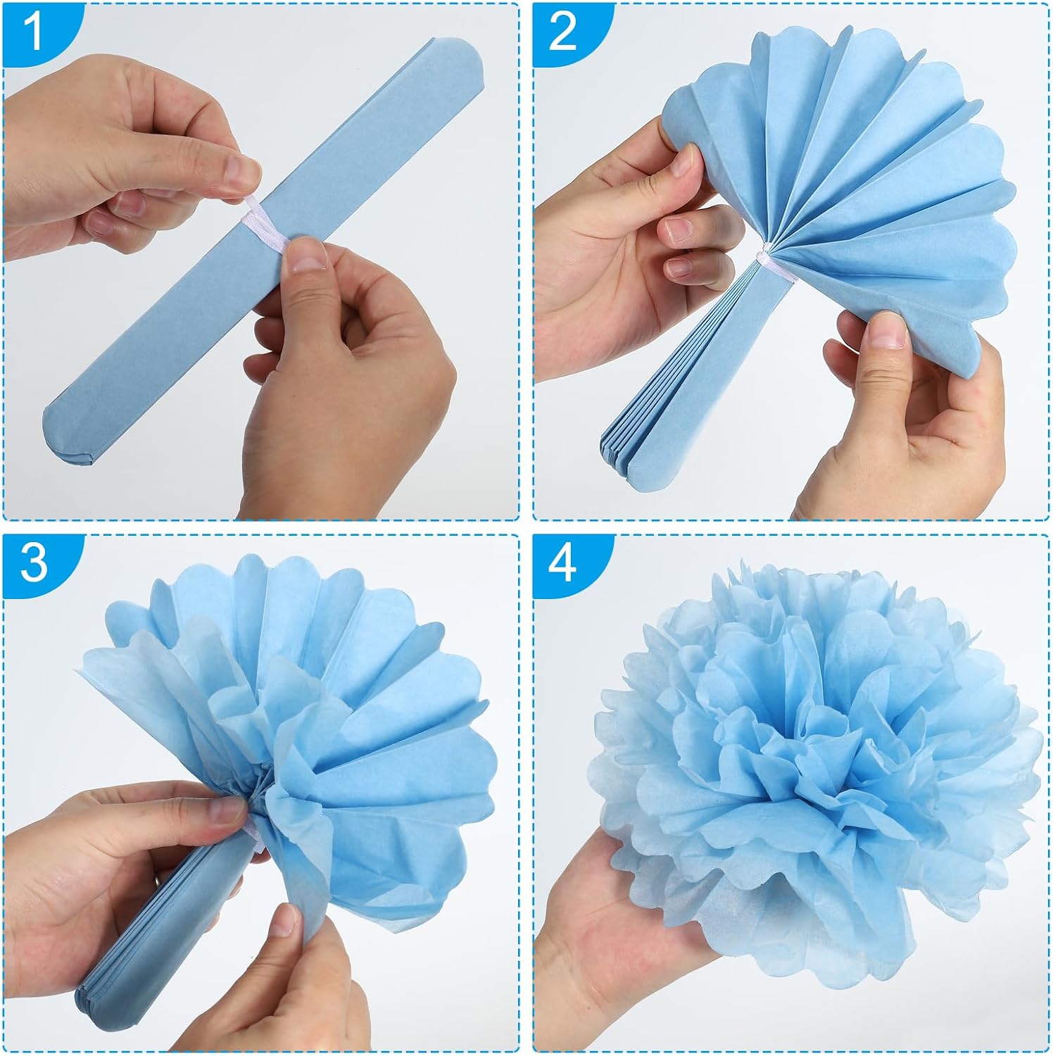 PATIKIL 8 Inch Fuchsia Tissue Pom Poms 10 Pack