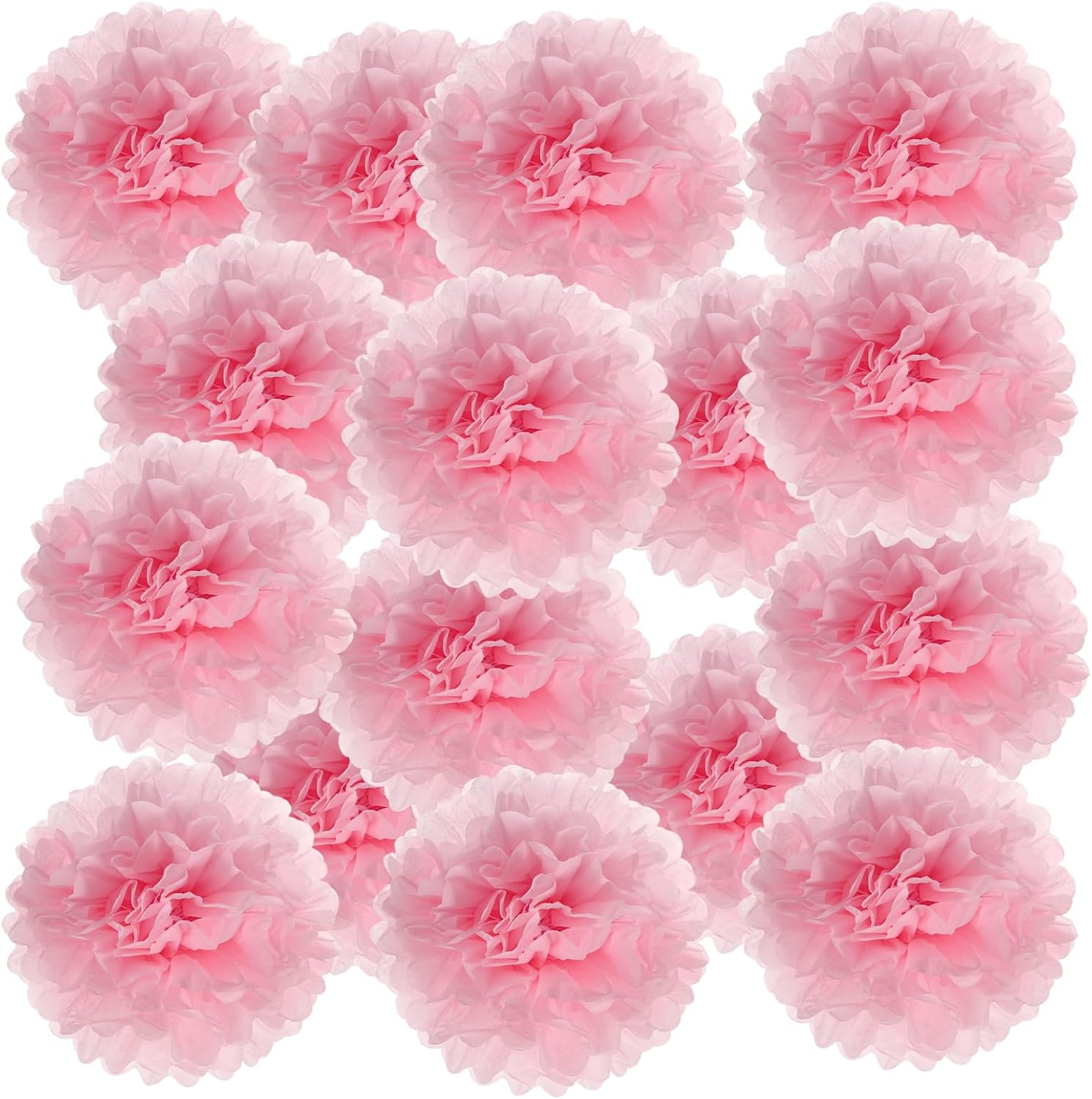 PATIKIL 4 Inch Light Pink Tissue Pom Poms 20 Pack
