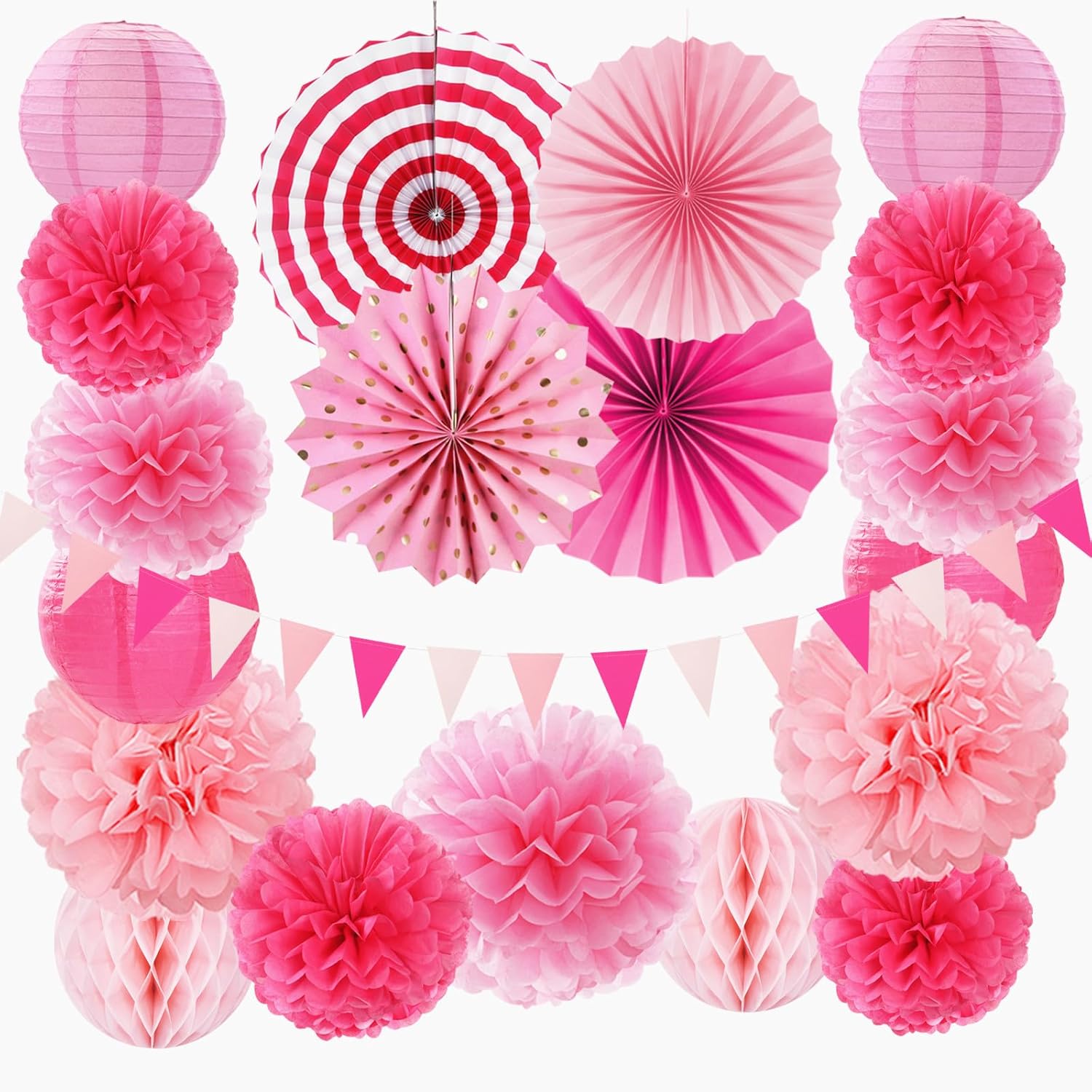 Rose Hot-Pink Party Decorations 20pcs Kit