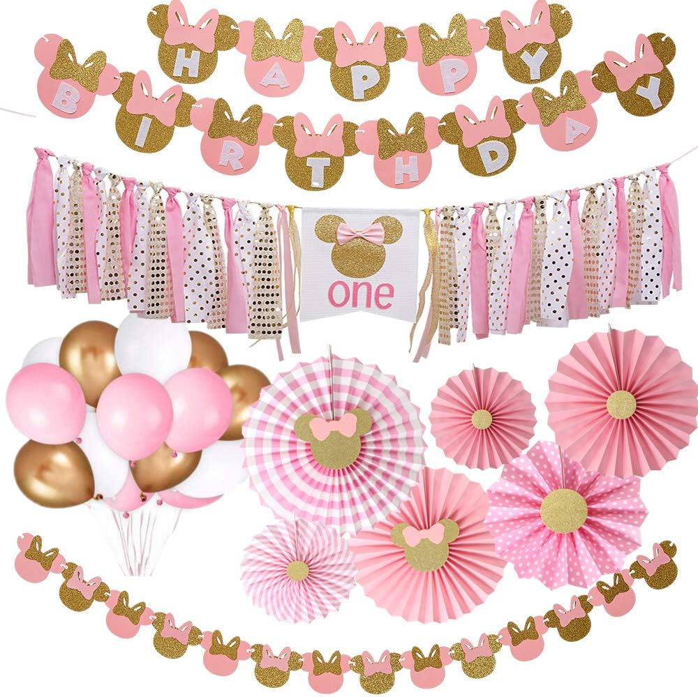 Minnie Girls 1st Birthday Party Supplies Pack