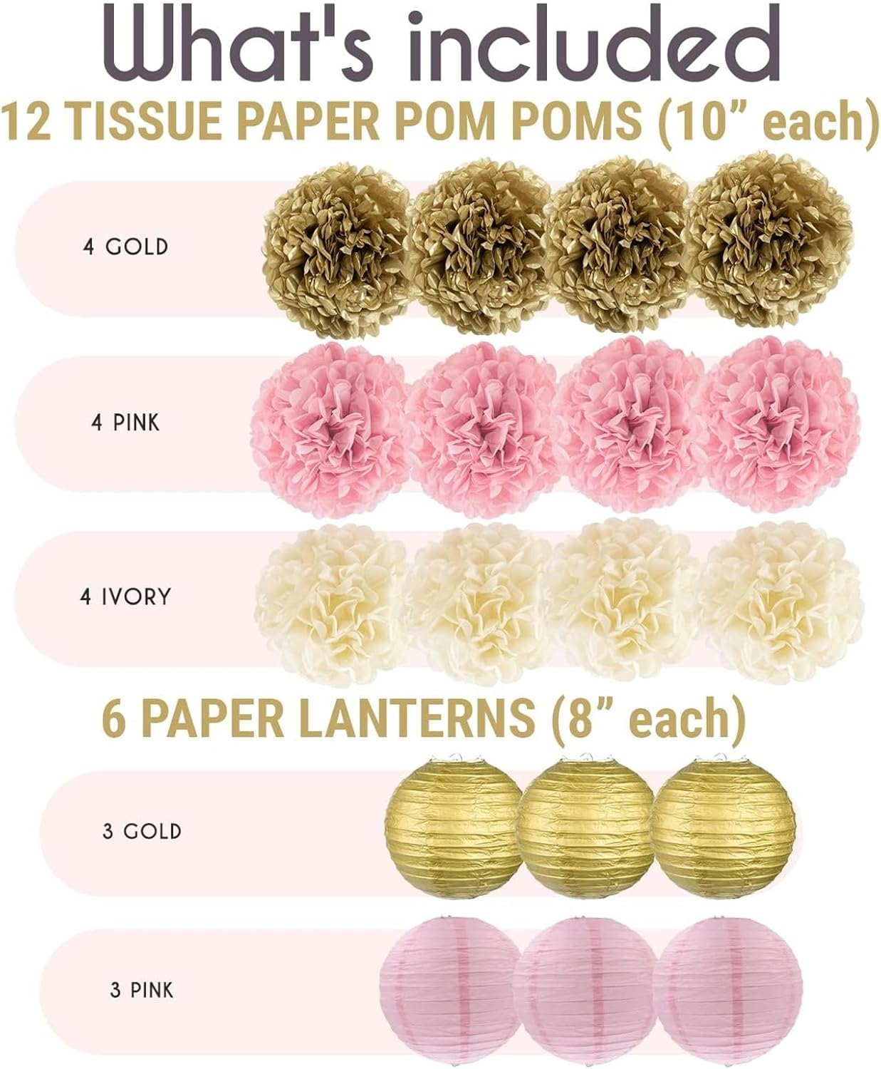 EpiqueOne 22 Piece Tissue Paper Pom Poms Party Set