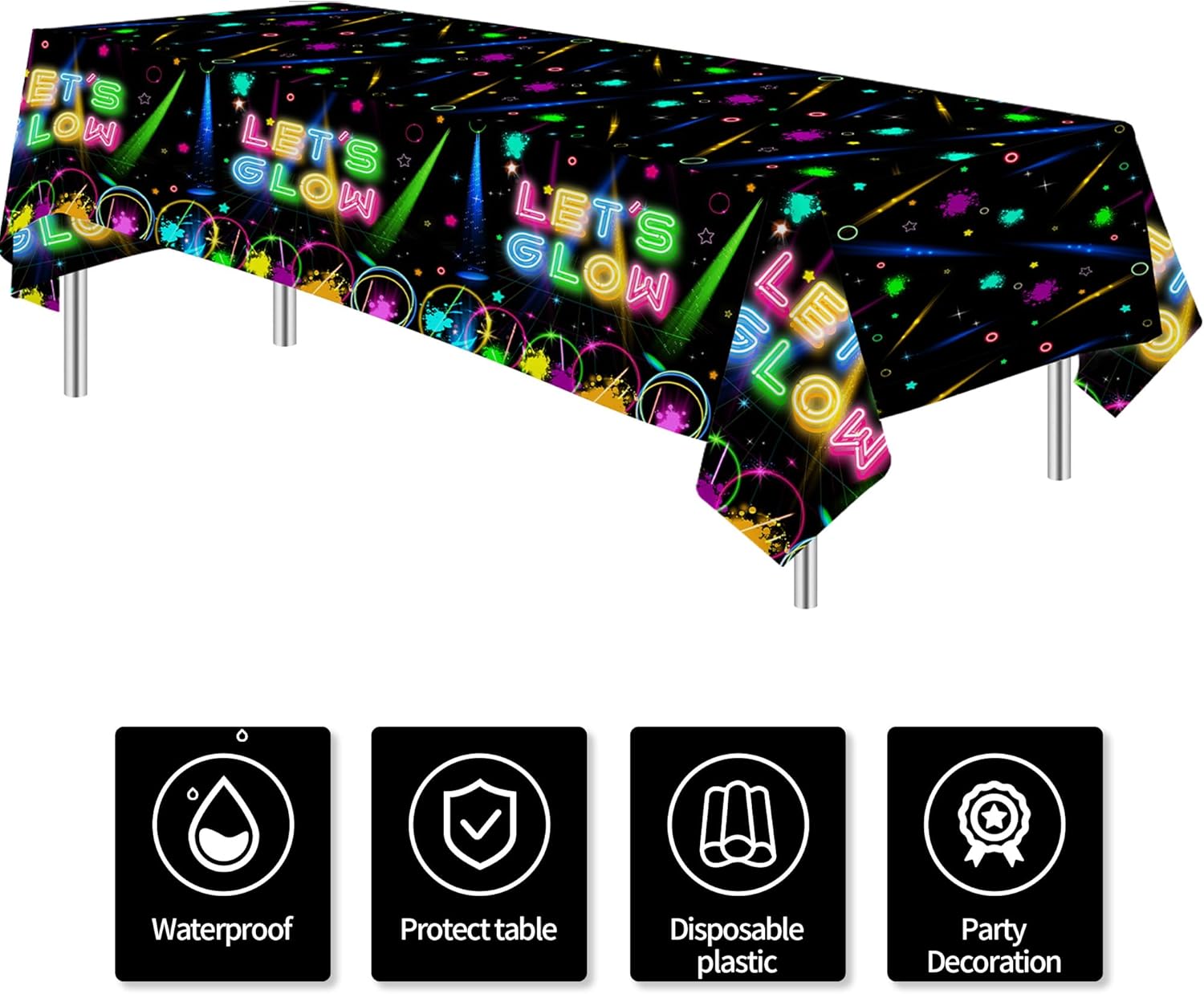 Neon Glow Birthday Tablecloth Set of 3