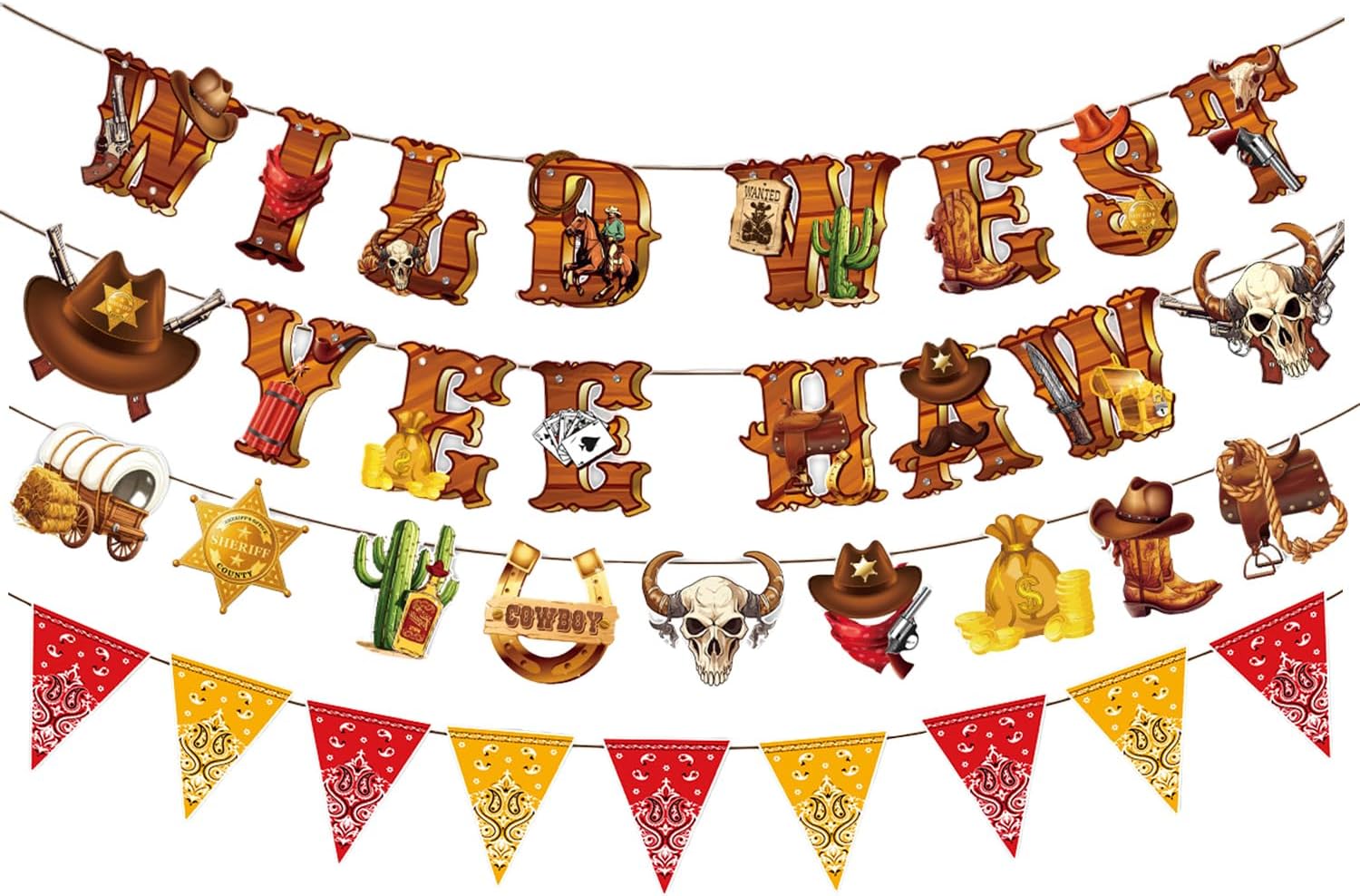 Western Cowboy Party Decorations Banner for Birthday