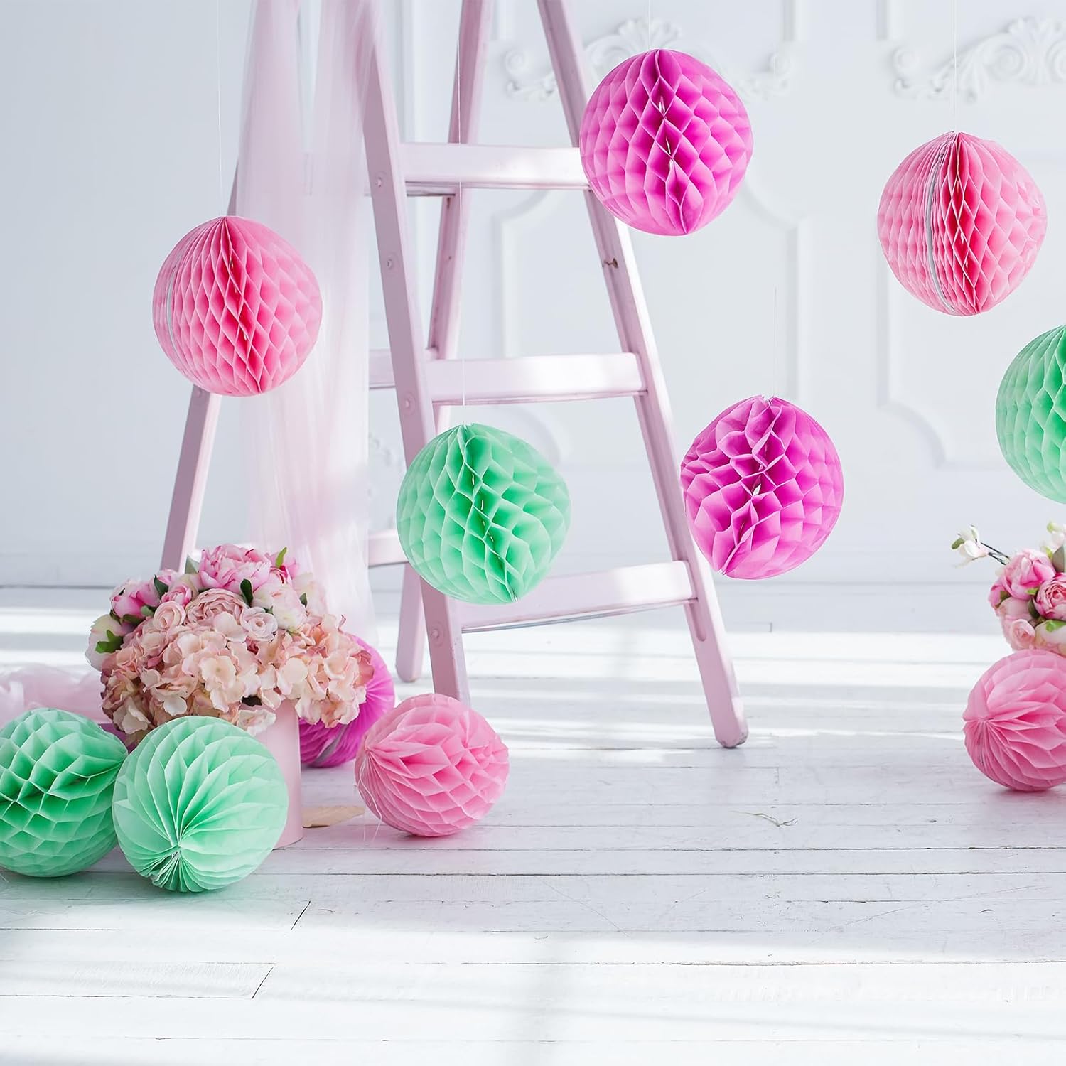 MECCANIXITY 6 Inch Light Pink Paper Pom-Poms Balls