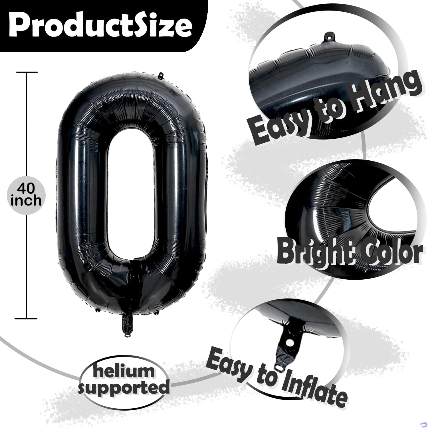 Black 8 Balloon Number 40 Inches Birthday Decorations
