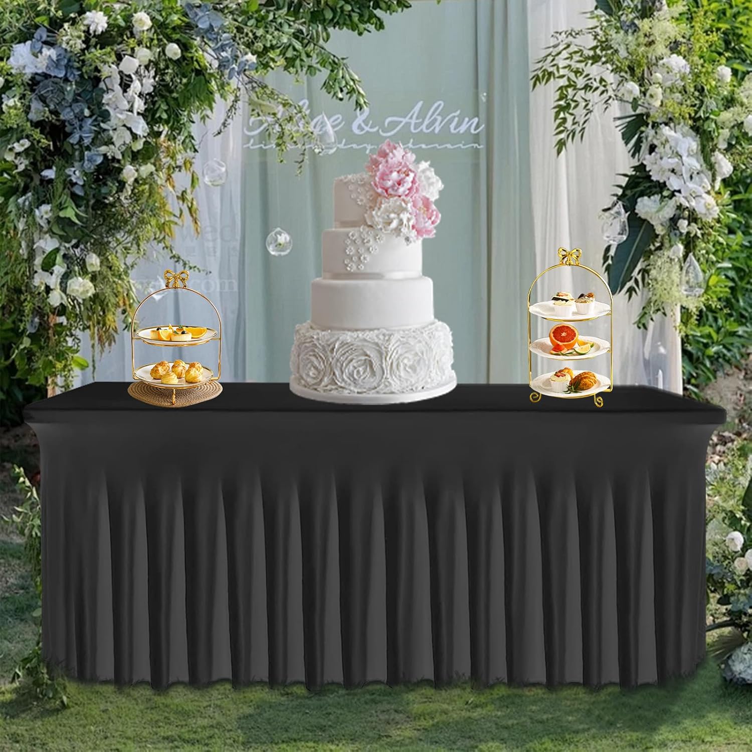 Premium Black Table Skirts for 6ft Rectangular Tables 2Pack