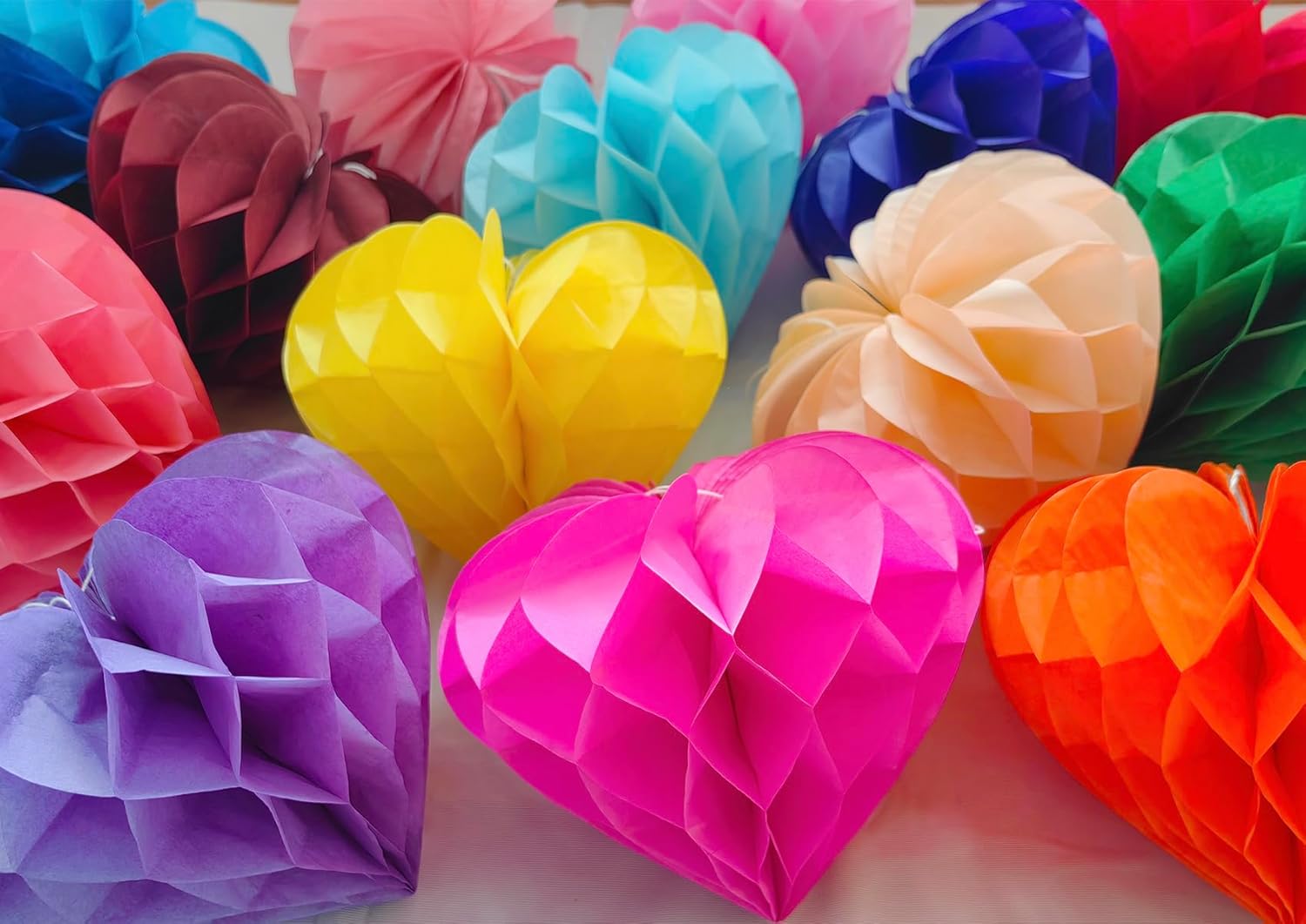Heart Shaped Honeycomb Balls Party Decor 10pcs Rose Red