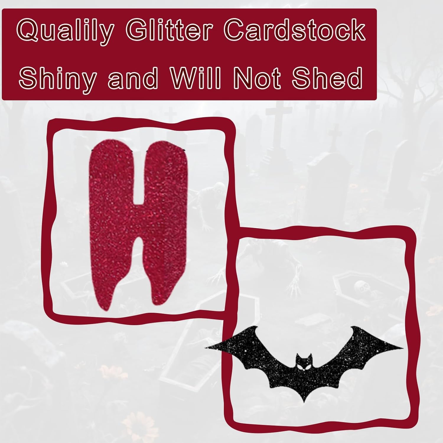 Halloween Happy Birthday Banner - Red Glitter Bloody Bat Decor