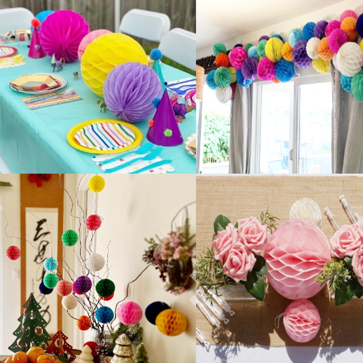 20pcs Peach Honeycomb Flower Balls for Party Decorations