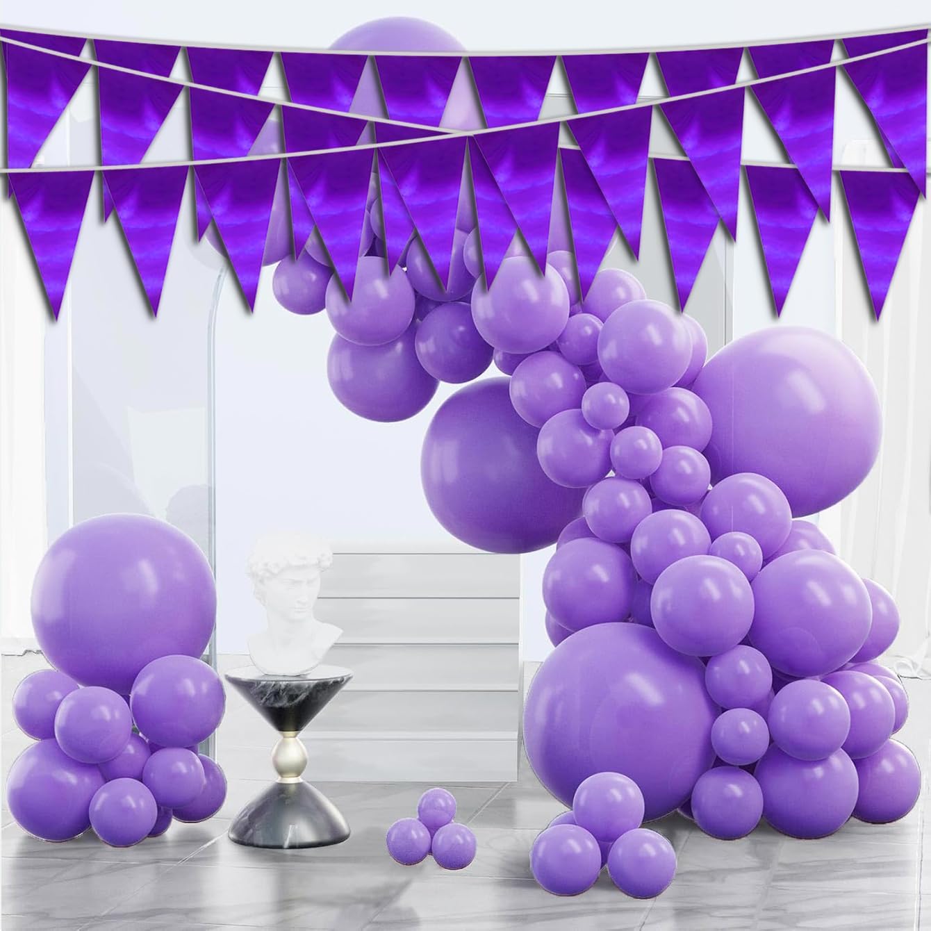 20M Purple Triangle Pennant Bunting Garland for Events