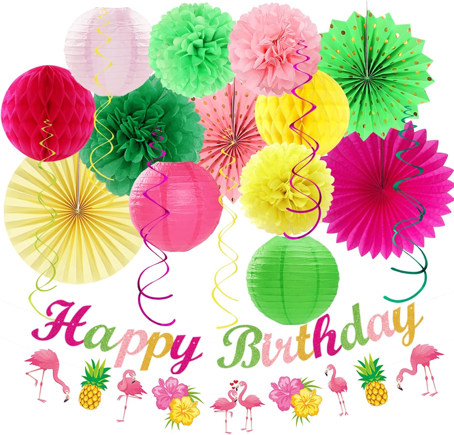 Hawaiian Luau Birthday Decorations 21pcs Set