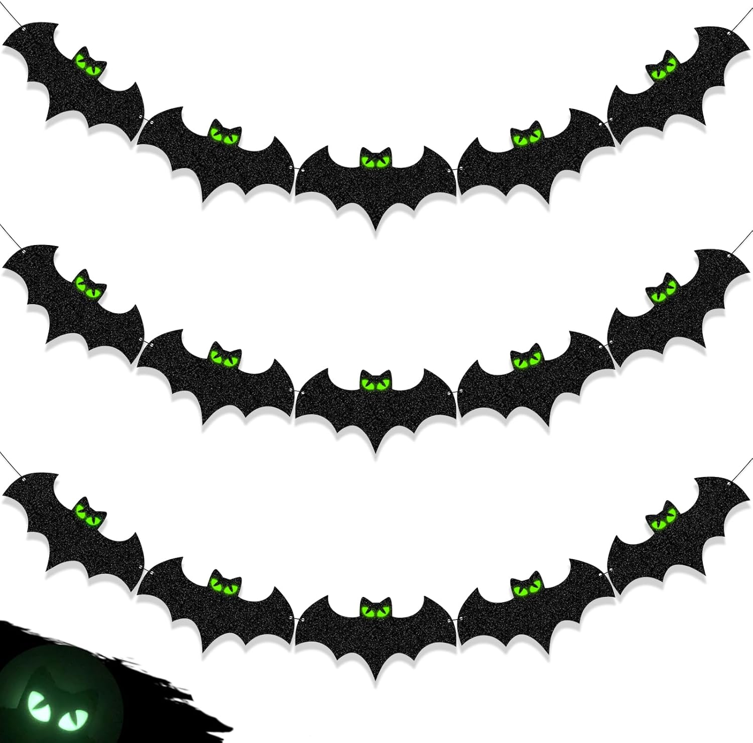 Halloween Glow Eyes Bats Banner Set