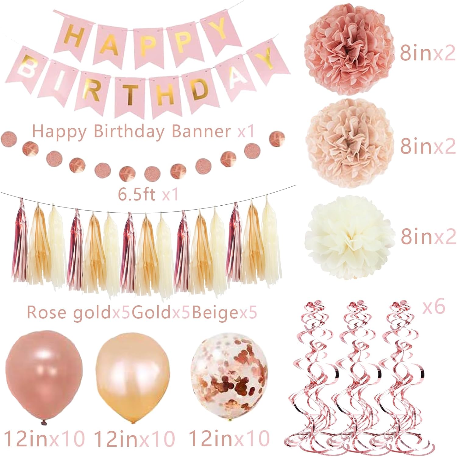 MYUPDALIN Gold Birthday Decorations Set for Women Girls
