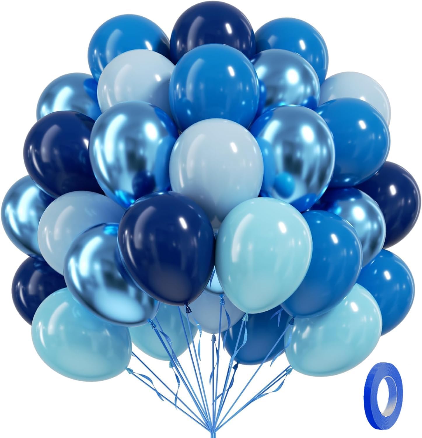 BAUANOOY 60pcs 12 Inch Blue Balloons Party Decorations Kit