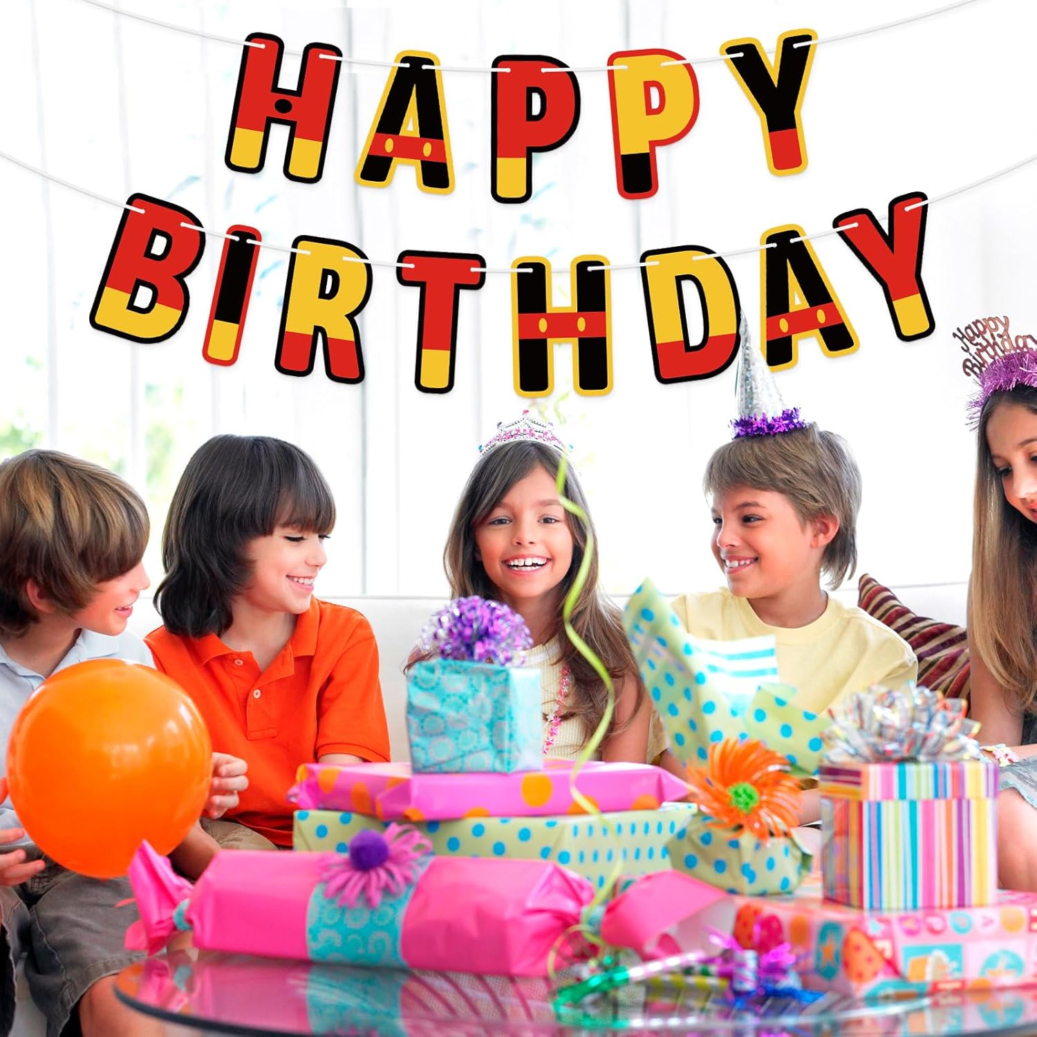 BOXOB Cartoon Birthday Garland Banner for Party Decorations