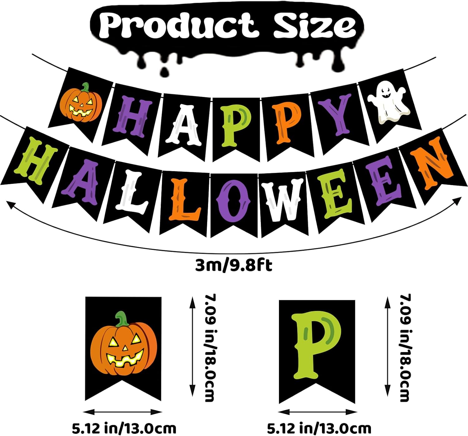Happy Halloween Banner for Mantle Wall Fireplace Decor