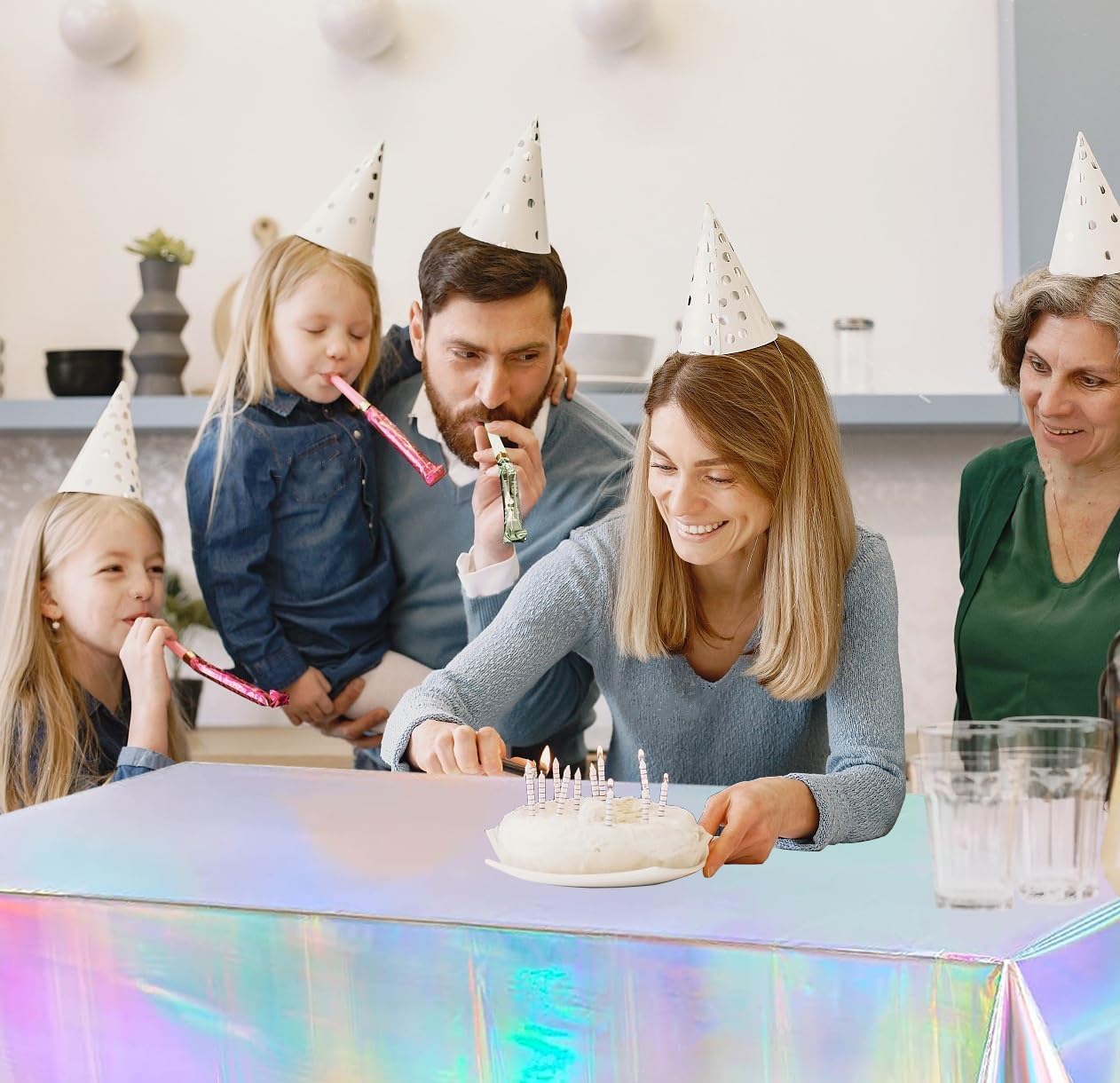 Anllecr 3 Pack Holographic Tablecloths for Parties