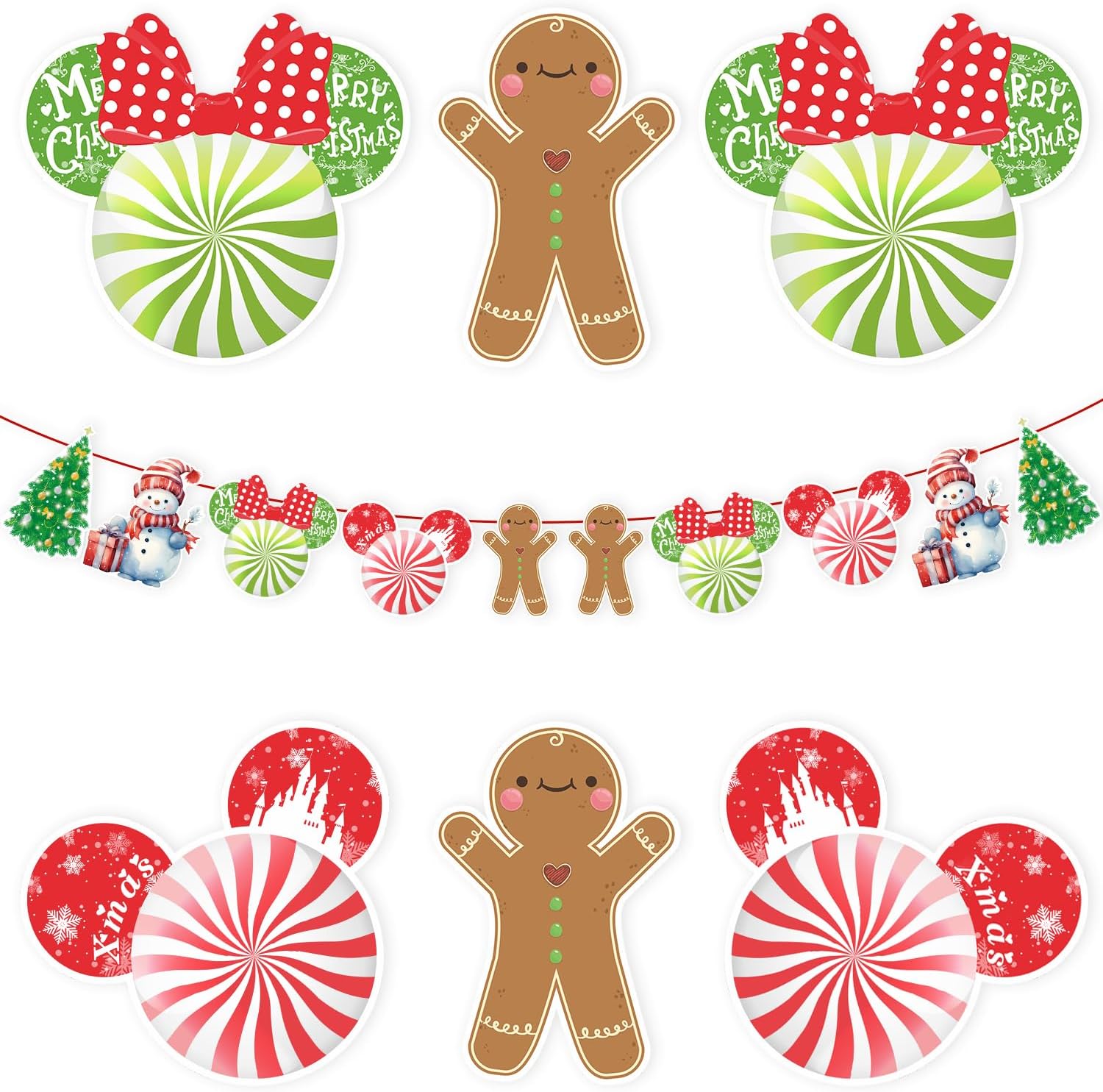 MOAXMOA Mouse Christmas Decorations Banner Set