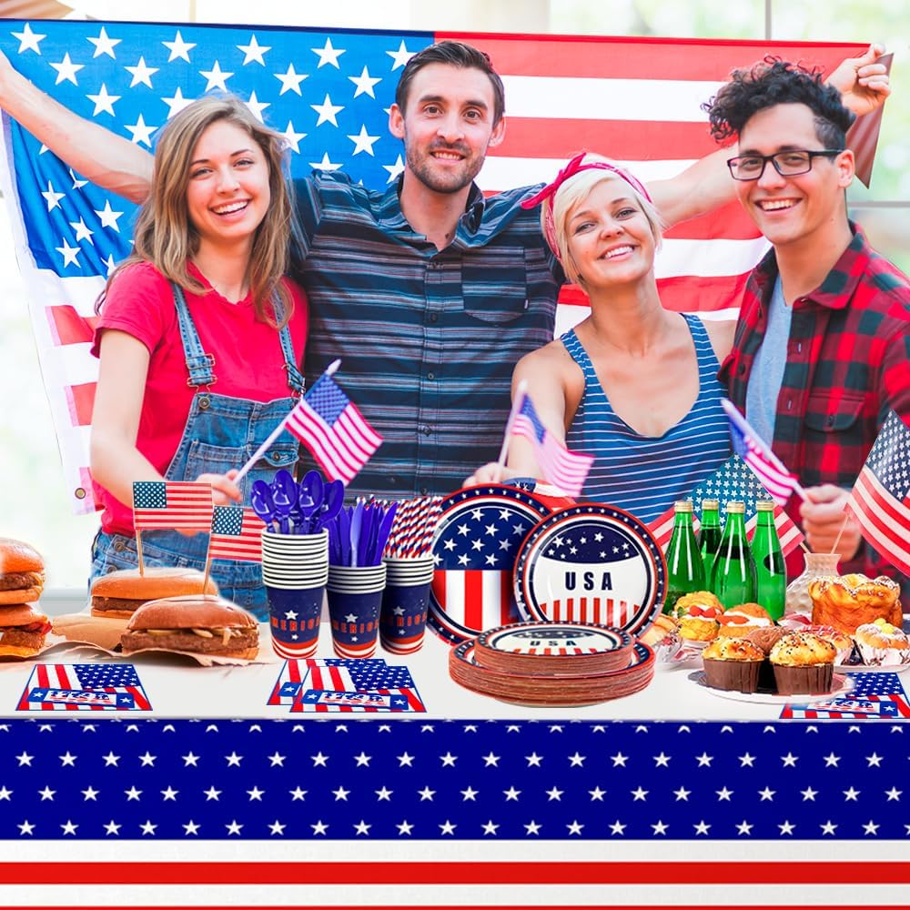 4th of July Patriotic Party Supplies Set 193 pcs