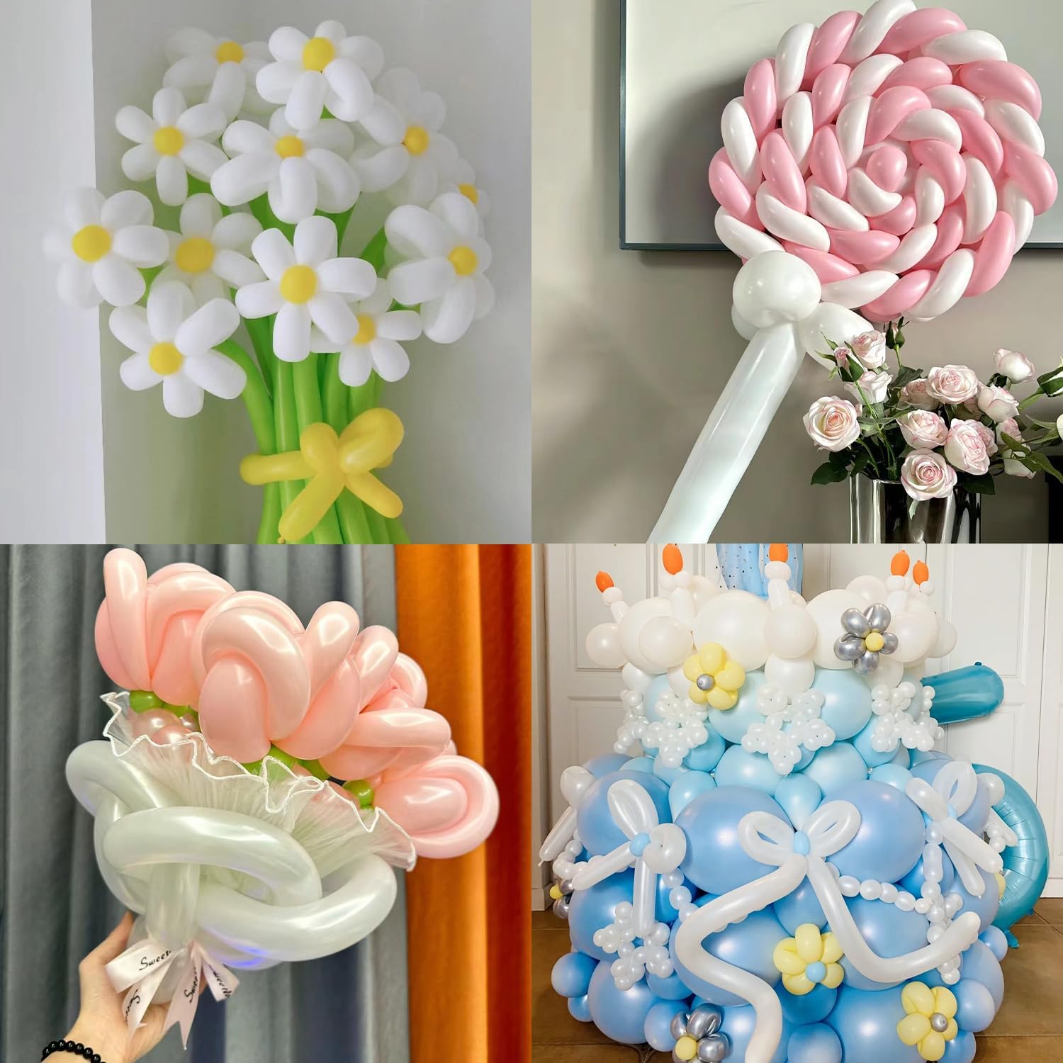 100Pcs White Twisting Animal Balloons for Party Decorations