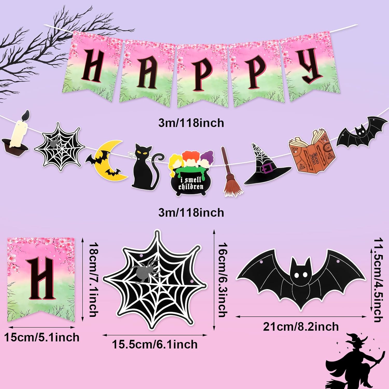 Witch Party Decorations Banner Birthday Backdrop 5x33 FT