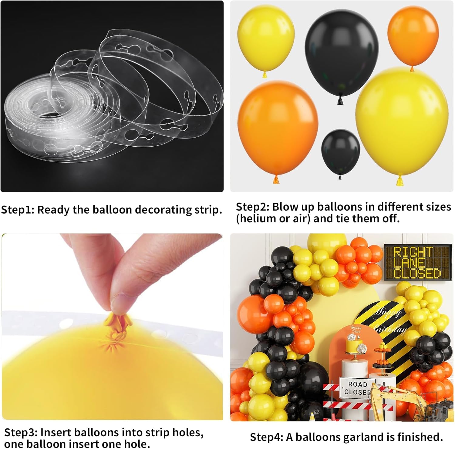 Construction Party Balloon Garland Kit with Truck Foil Balloon