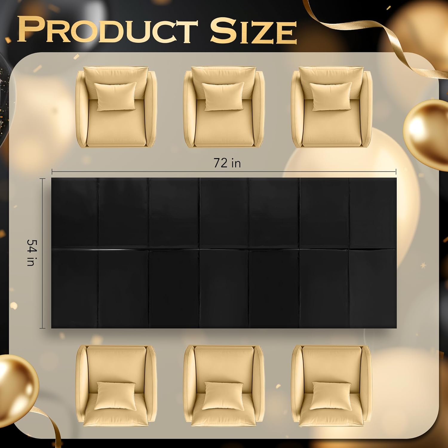 8pcs Black Foil Tablecloth 54x72inch Party Supplies