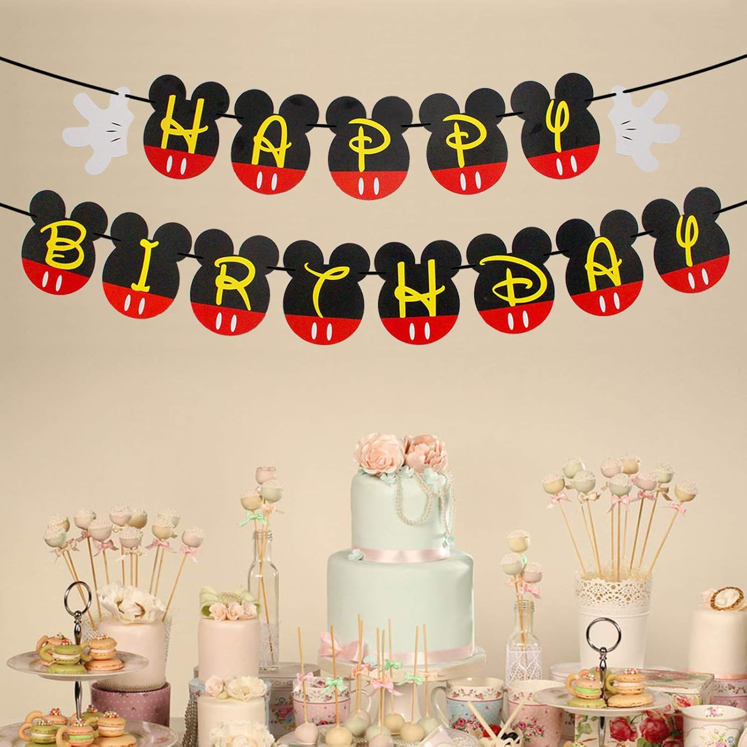Mouse Happy Birthday Banner for Kids Party Decorations