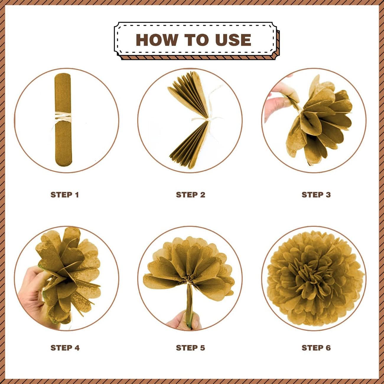 Rose Gold Paper Pom Poms Decorations for Themed Events