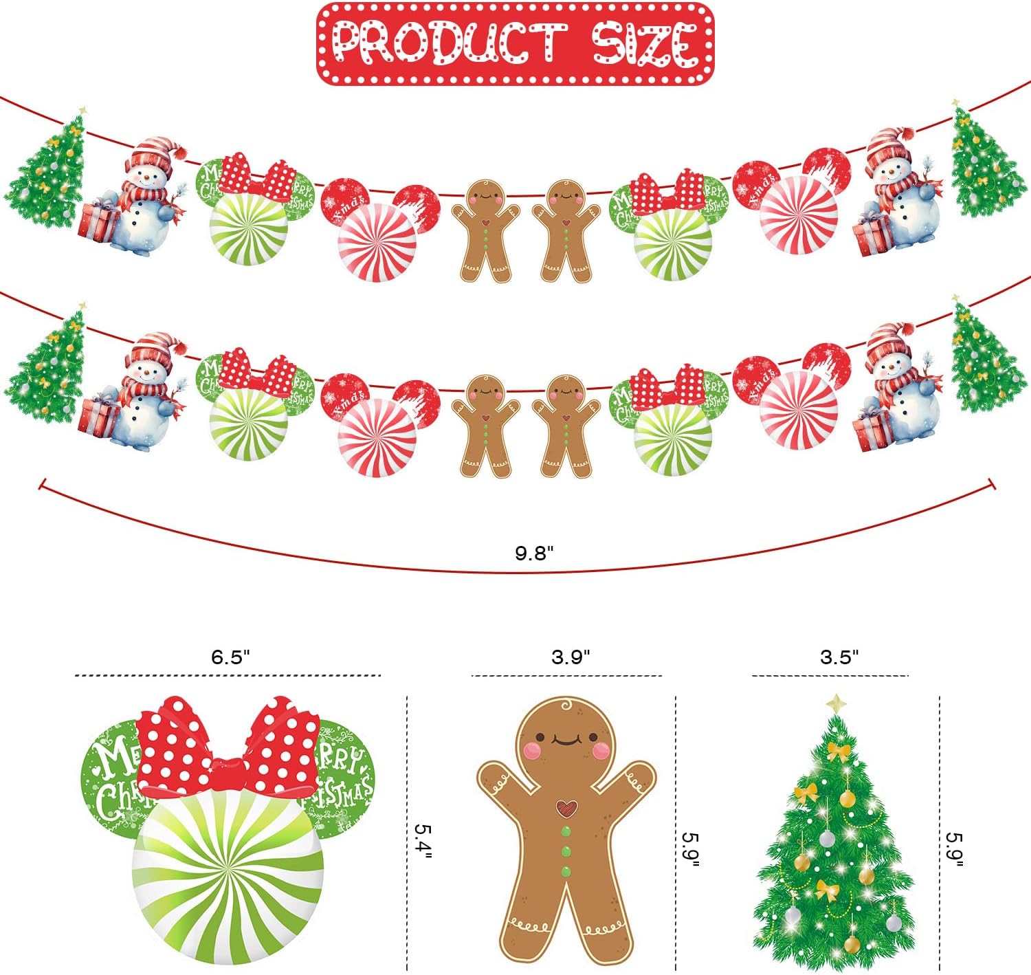 MOAXMOA Mouse Christmas Decorations Banner Set