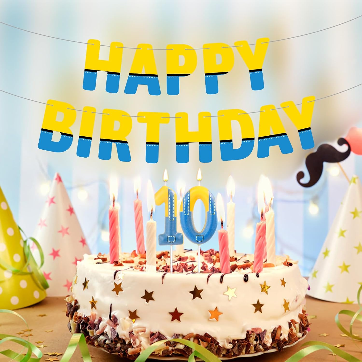 BOXOB Cartoon Happy Birthday Banner Decorations