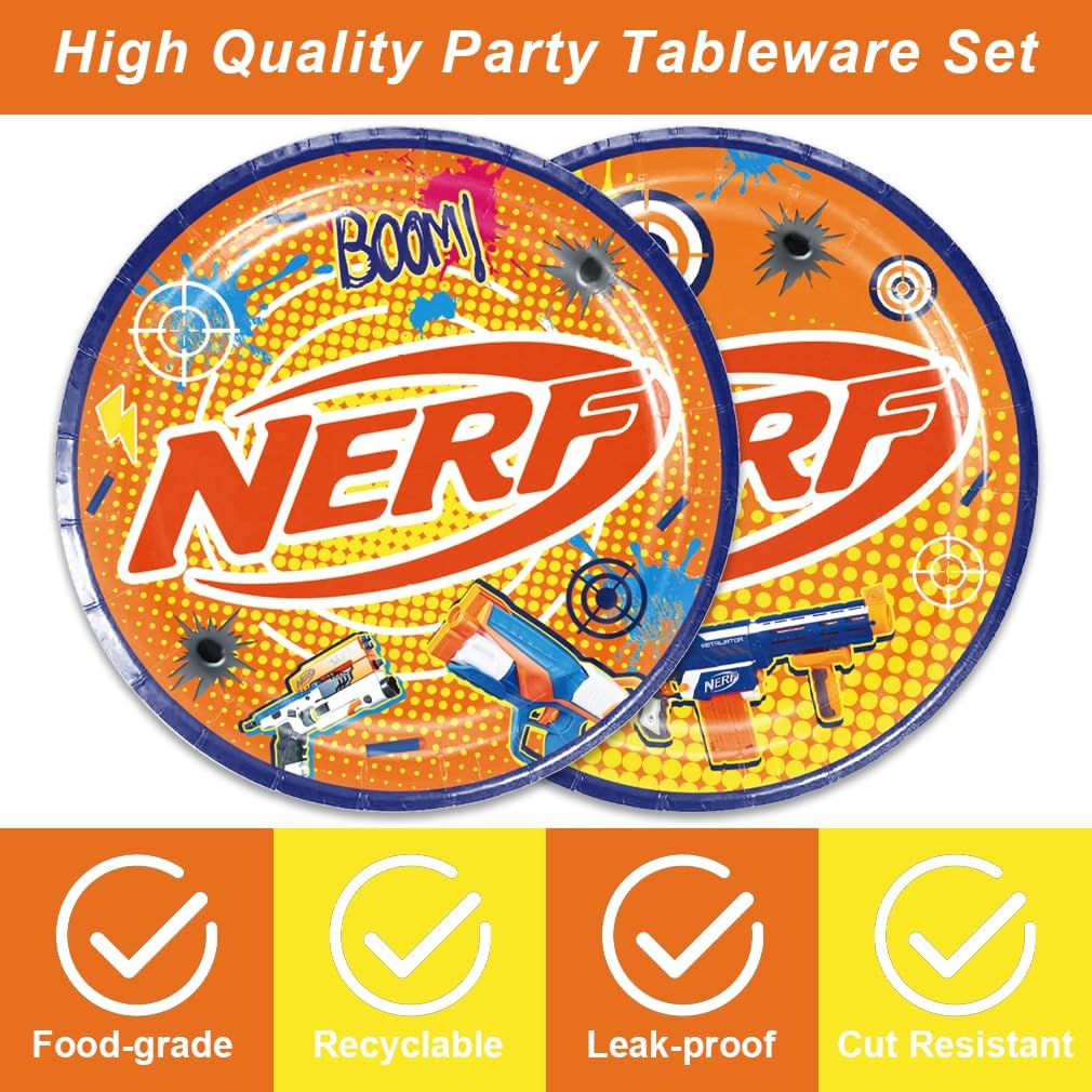 40Pcs Dart War Party Decorations Plates and Napkins Set