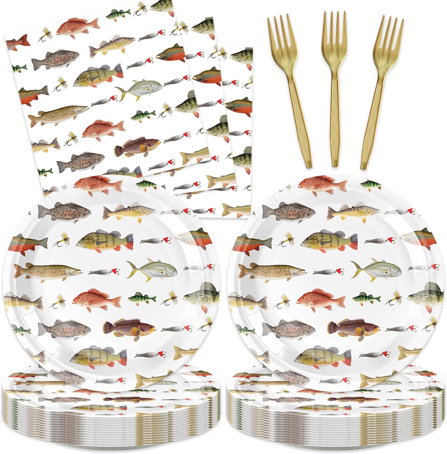48Pcs GO Fishing Birthday Party Decorations