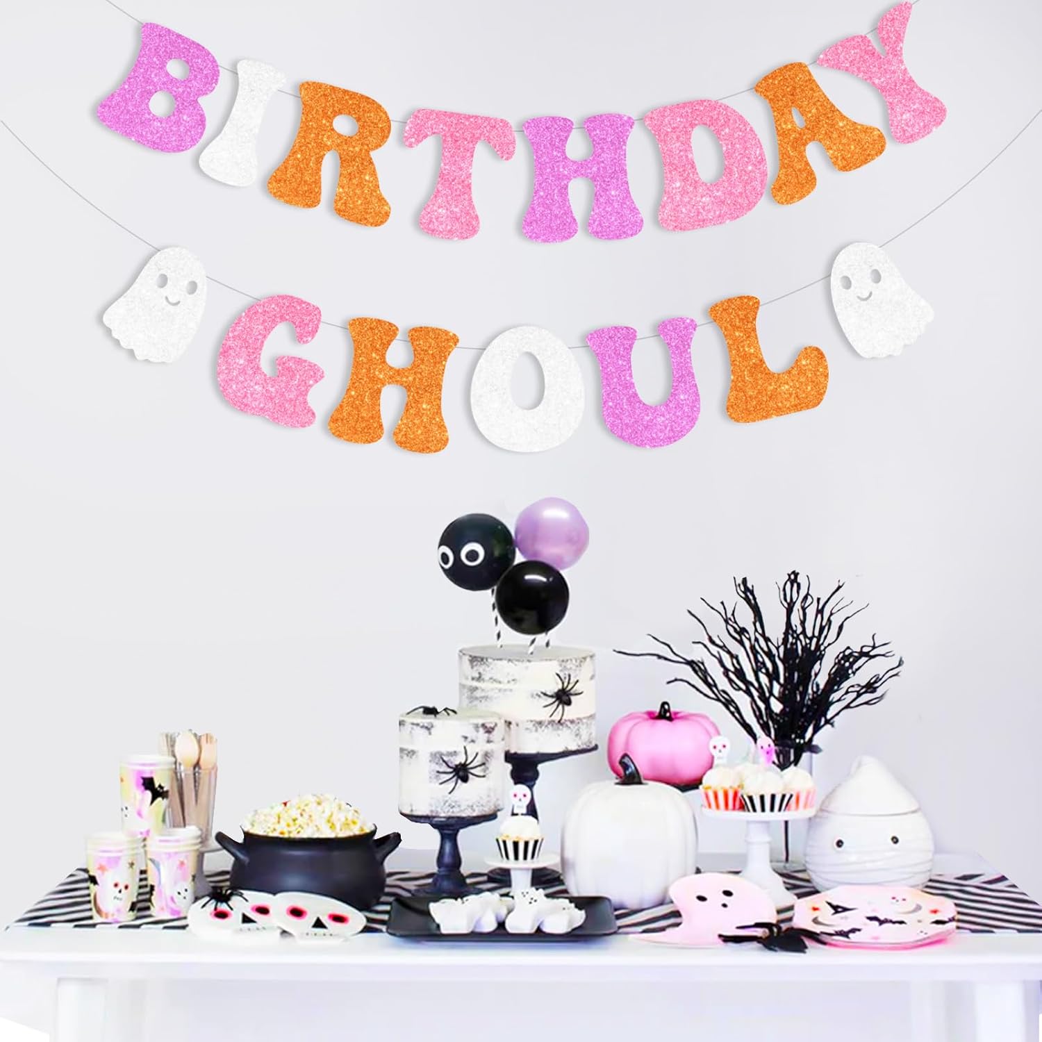 Sursurprise Retro Halloween Ghost Banner Decorations for Birthday Parties