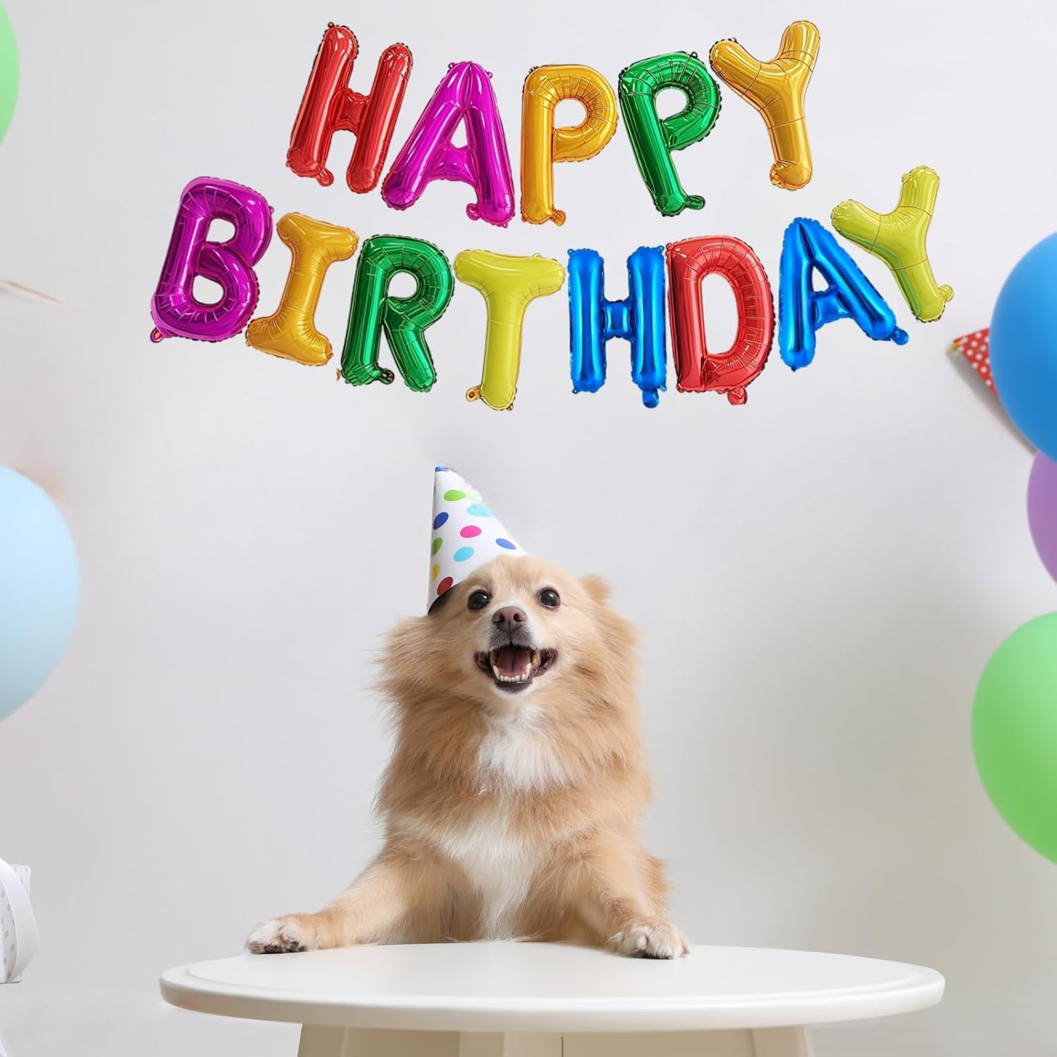 Rainbow Happy Birthday Balloons Banner 16 Inch Decorations