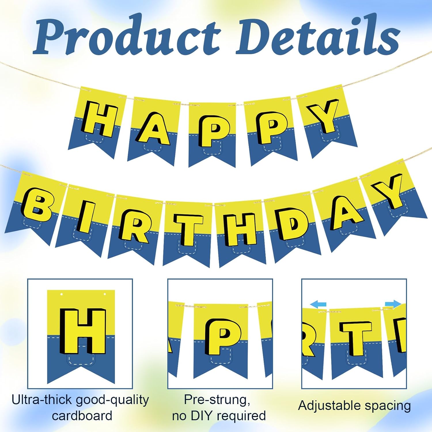 Cartoon Happy Birthday Banner with Fishtail Design