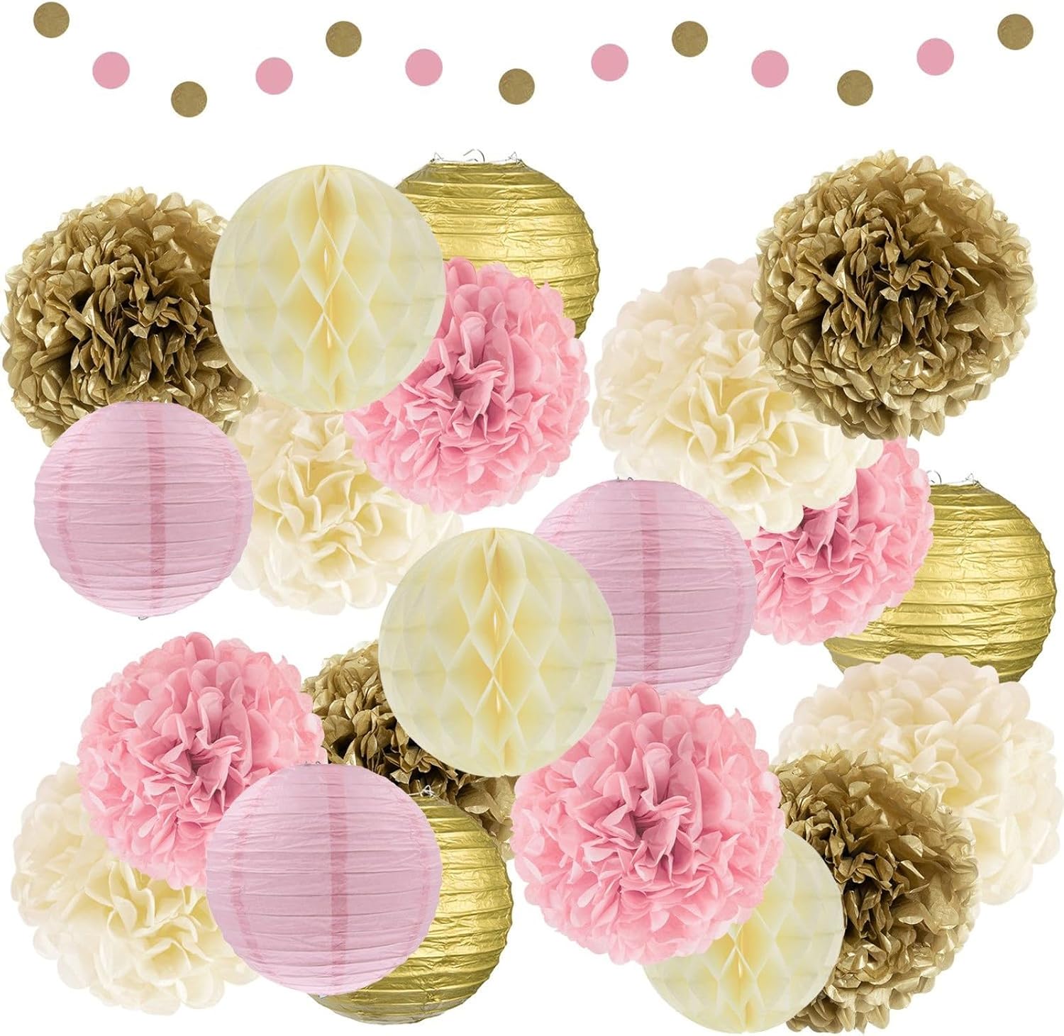 EpiqueOne 22 Piece Tissue Paper Pom Poms Party Set
