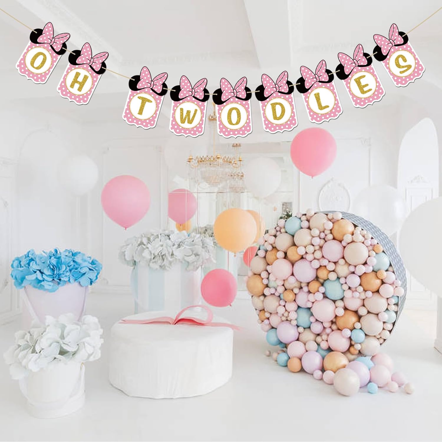 INNORU Oh Twodles Banner 2nd Birthday Decor for Girls
