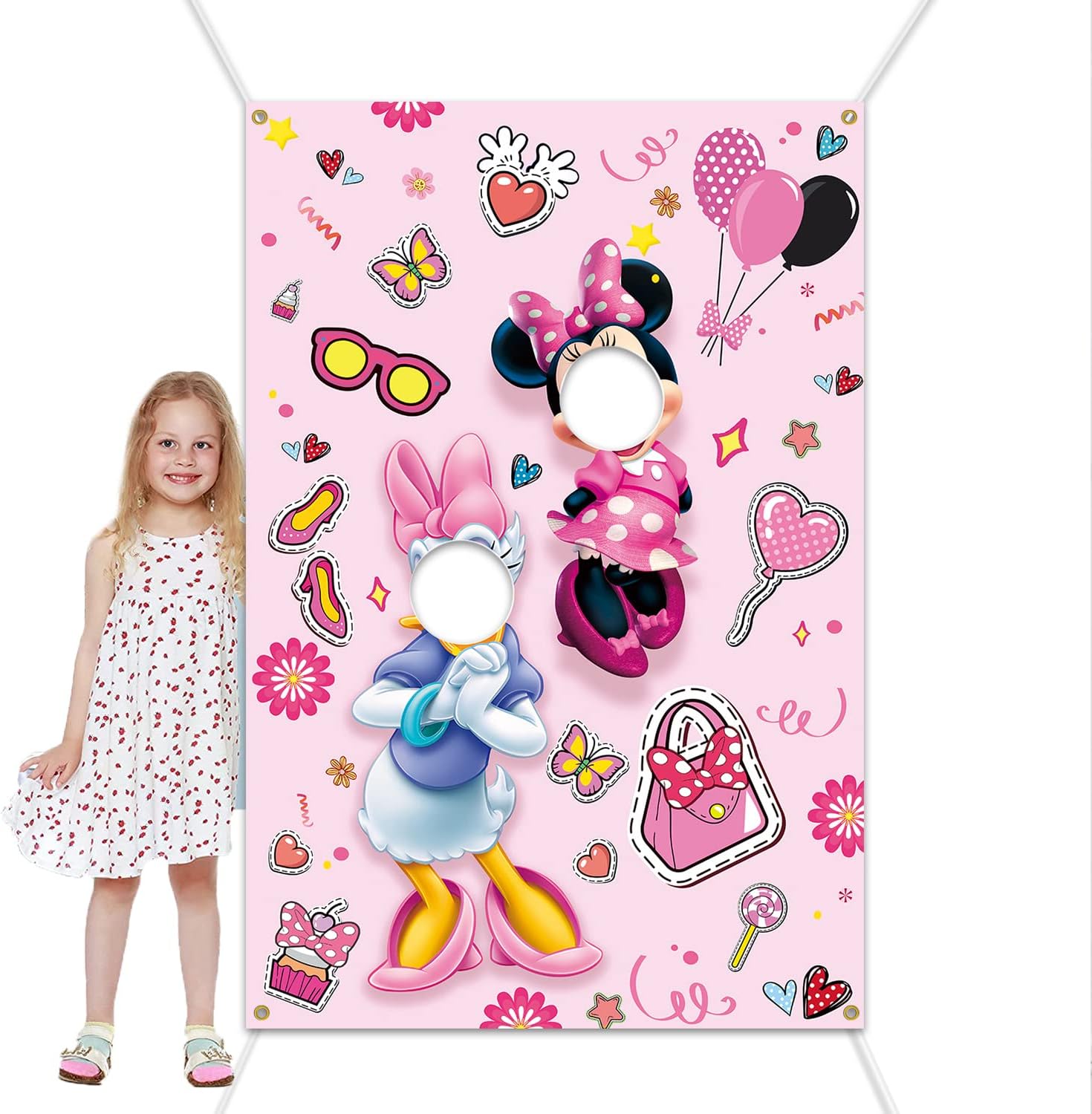 Funny Cartoon Mouse Face Photo Banner Backdrop for Parties