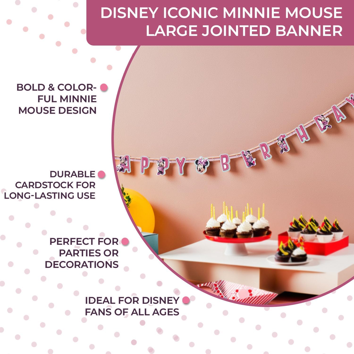 Unique Iconic Minnie Mouse Birthday Jointed Banner 1