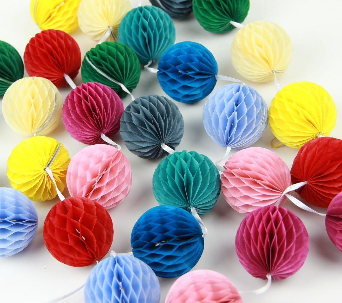 Daily Mall 15Pcs Honeycomb Paper Balls Pink Set