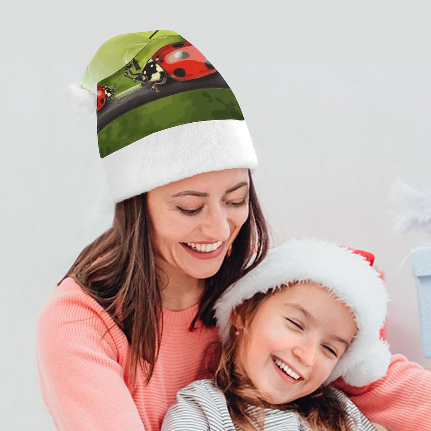 Funny Santa Hat with Ladybug and Umbrella Christmas Party Headwear
