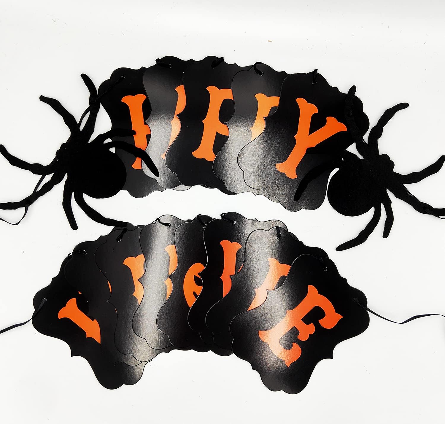 JOZON Happy Halloween Banner with Spider Pumpkin Sign