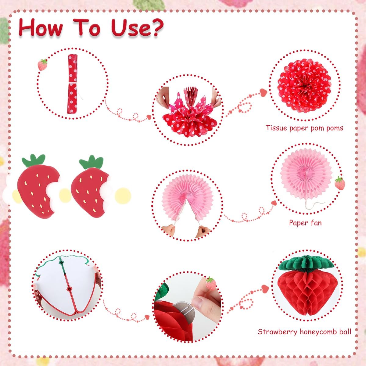 TRBSXRT 24 Pcs Strawberry Party Decorations Set