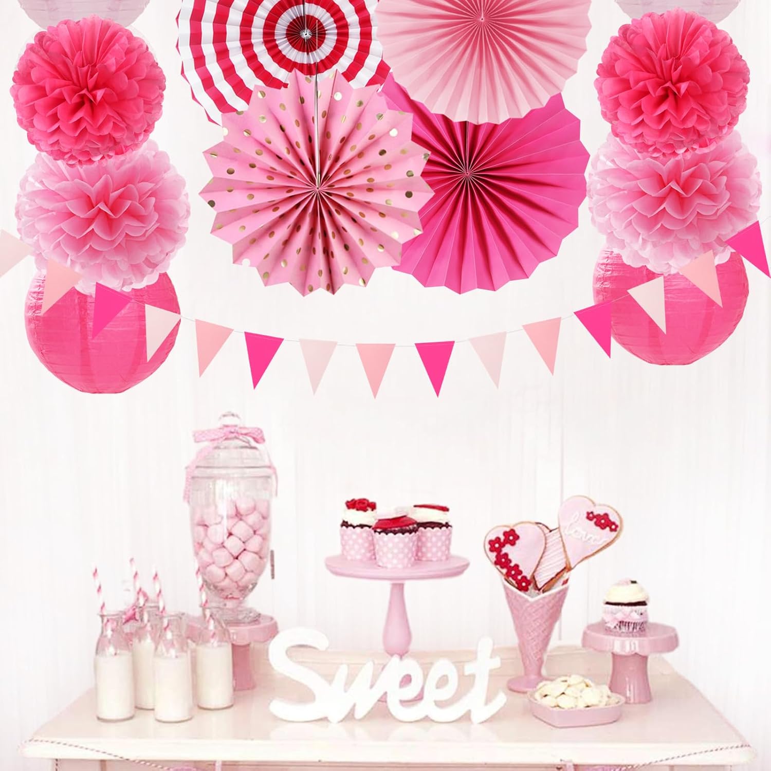 Rose Hot-Pink Party Decorations 20pcs Kit