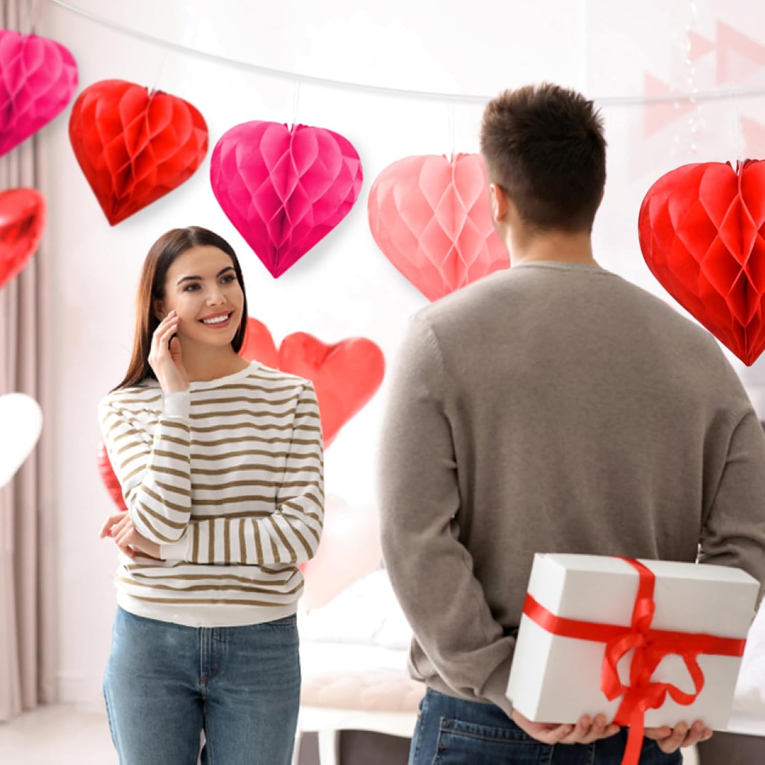 Valentines Day Tissue Pom Poms Decoration Set