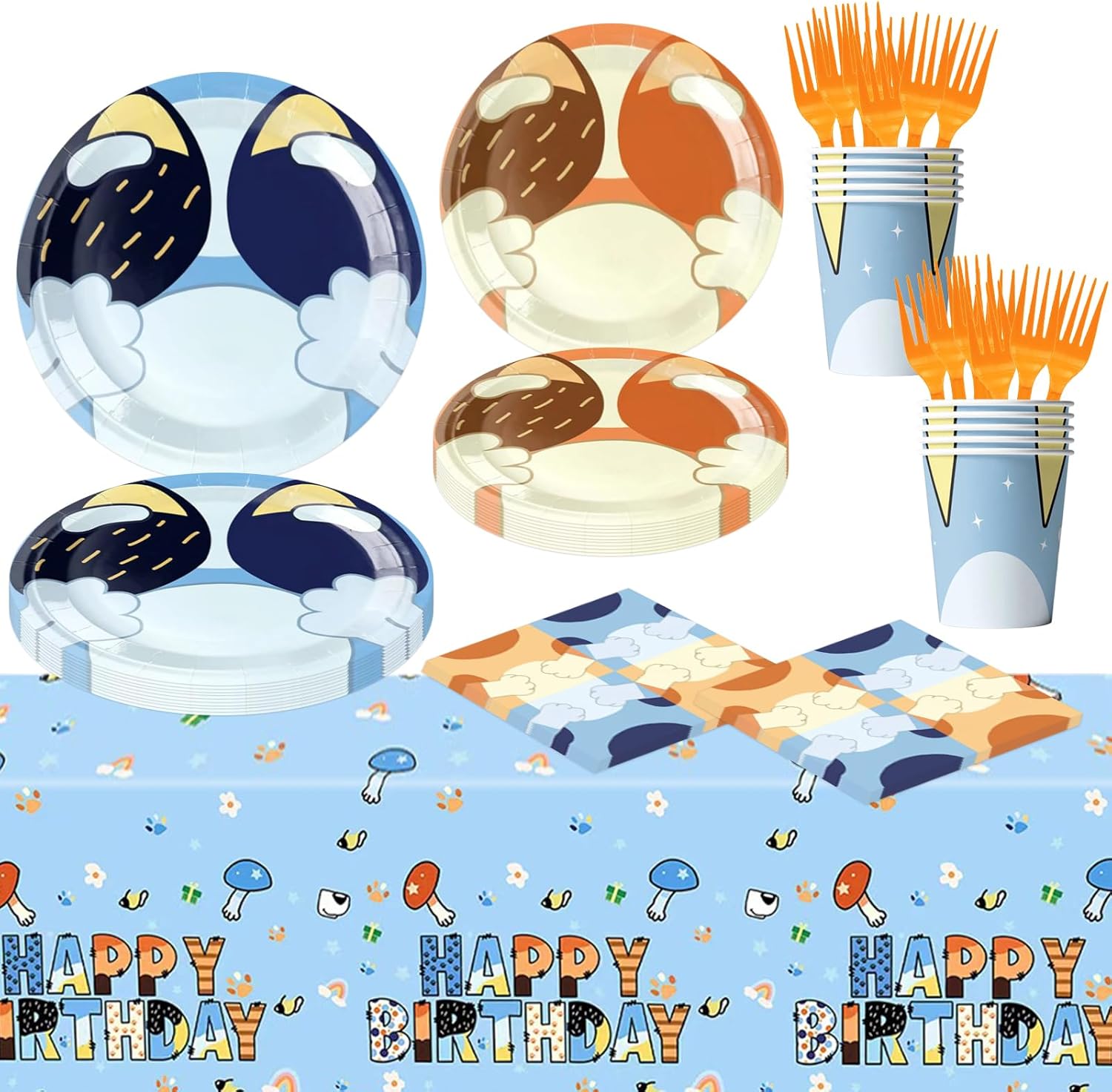 102 PCS Blue Dog Party Tableware Set